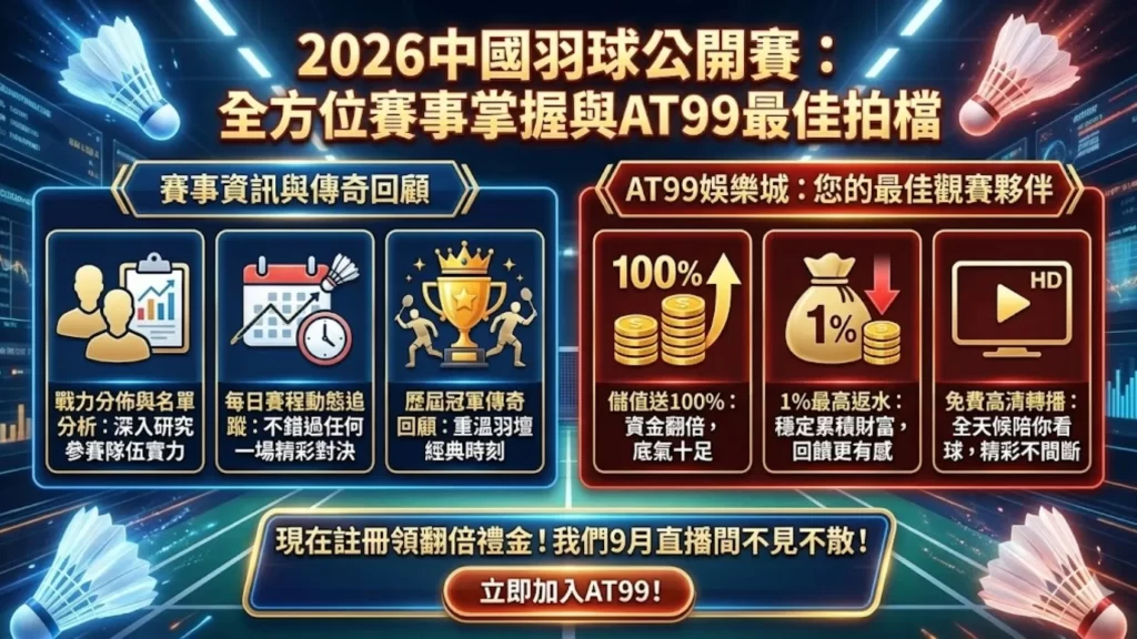 AT99 2026中國羽球公開賽轉播