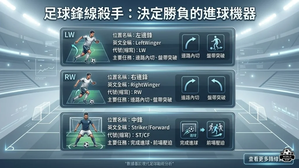 足球位置英文縮寫對照表